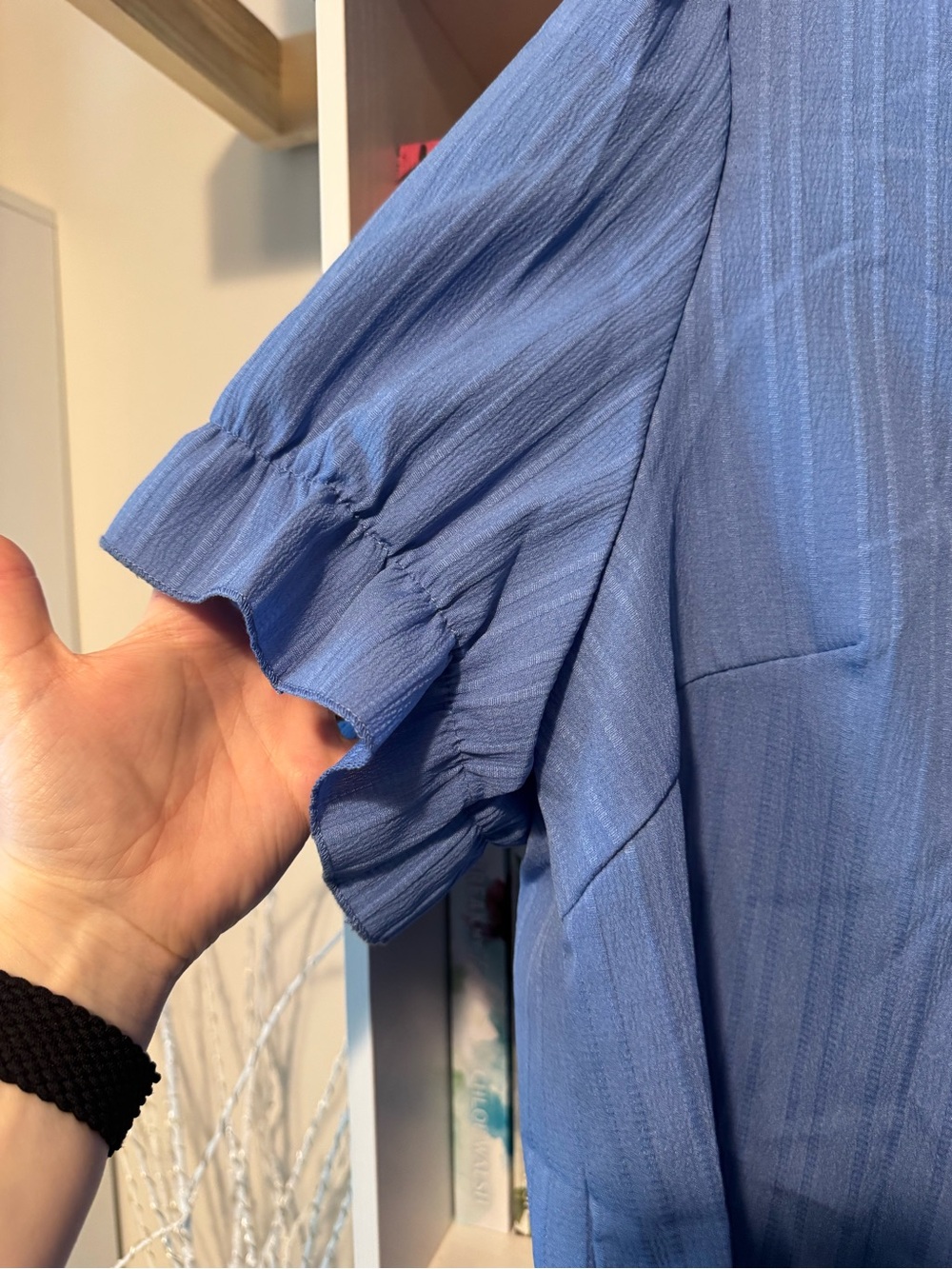 Blue Short Ruffle Sleeve Tunic - Picture 3 of 9
